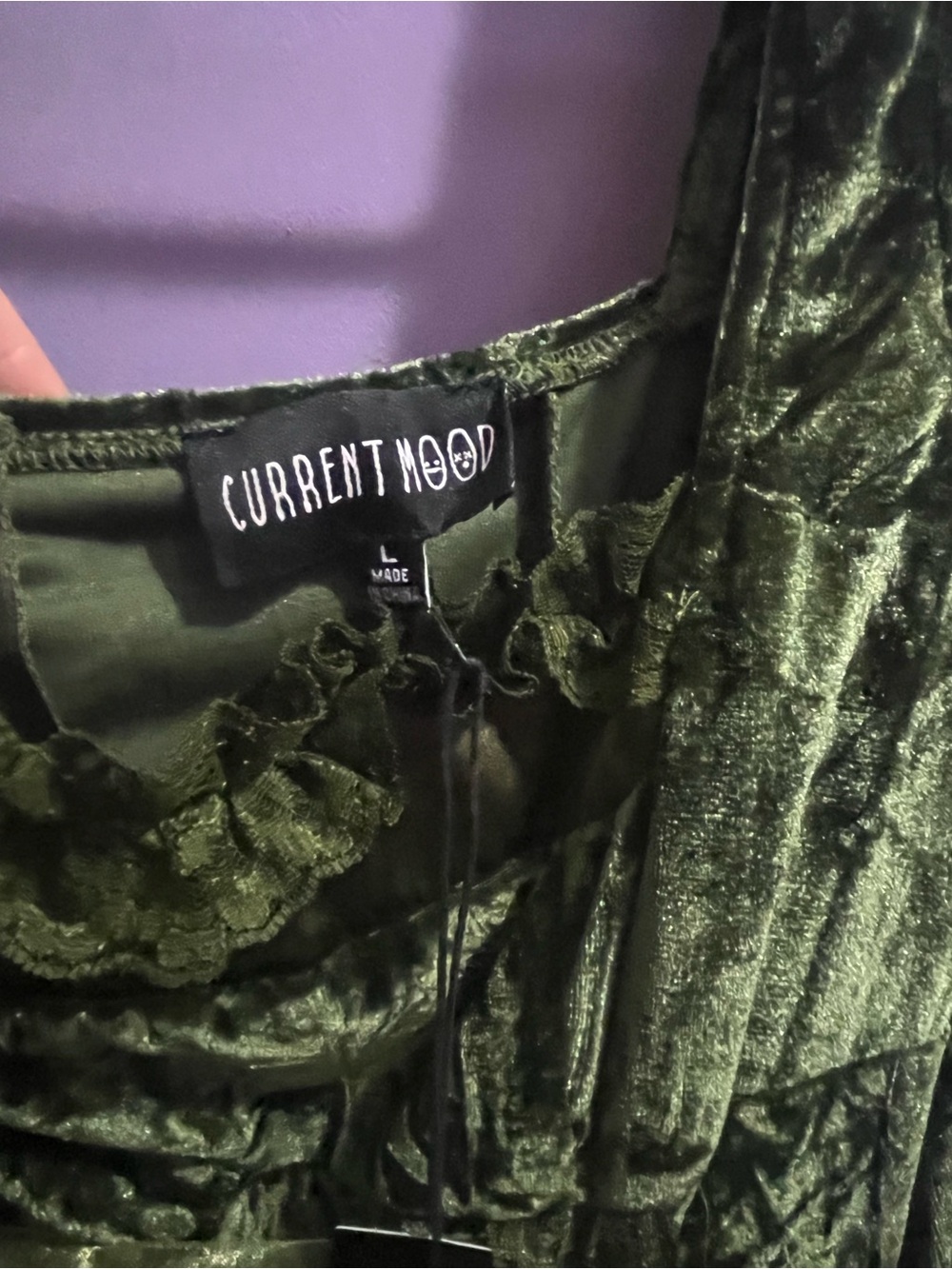 Current Mood Myths N Legends Green Velvet Mini Dress Forest Fairy, L (BNWT) - Picture 6 of 9